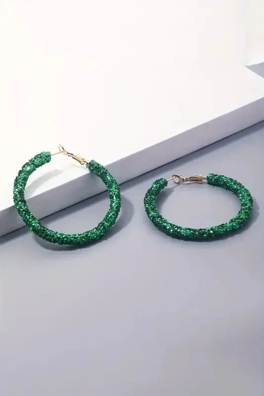Dark Green St. Patricks Fashion Daring Sequin Loop Earrings - Fashionfitz