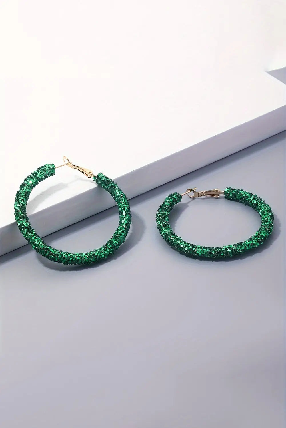Dark green st. Patricks fashion daring sequin loop earrings - one size / mixed material - accessories