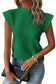 Dark green wavy textured mock neck cap sleeve top - t-shirts