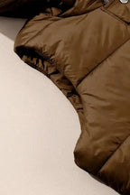 Dark Grey Hooded Long Quilted Vest Coat - Fashionfitz