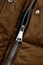 Dark Grey Hooded Long Quilted Vest Coat - Fashionfitz