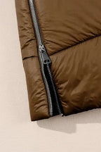 Dark Grey Hooded Long Quilted Vest Coat - Fashionfitz