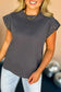 Dark Grey Studded Short Sleeve Top - Fashionfitz