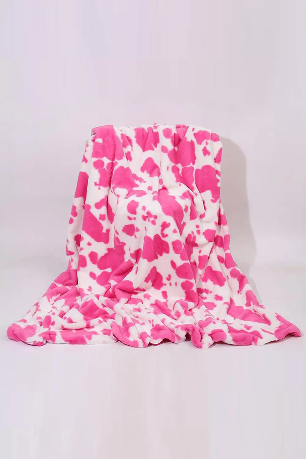 Dark pink cow spot print flannel blanket - one size /