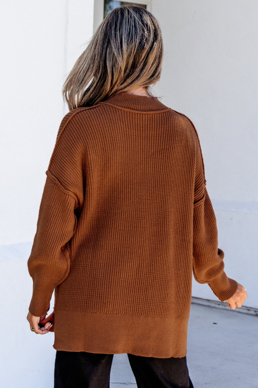 Mock Neck Oversized Tunic Sweater Women UK