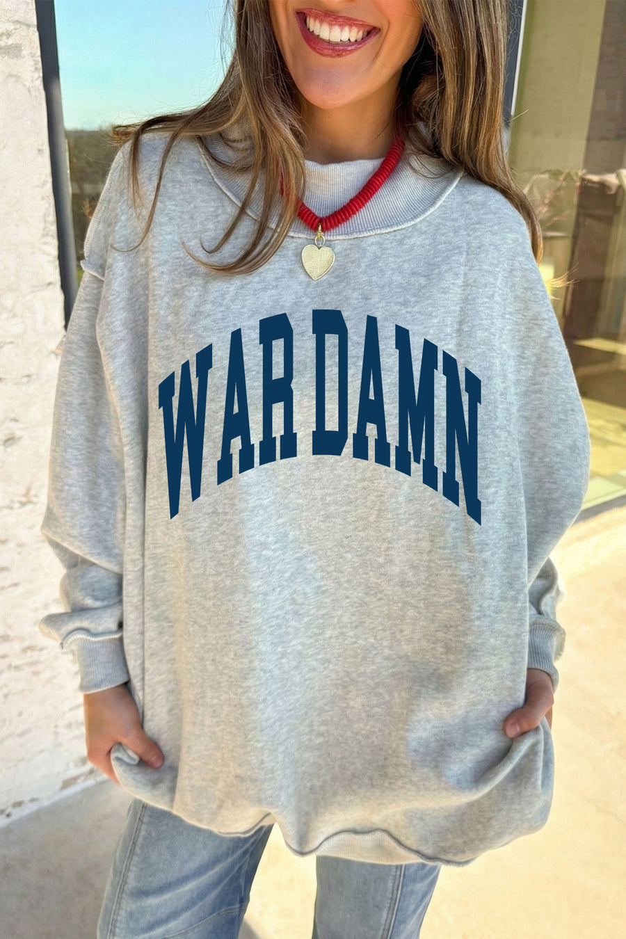 Graphic Double-Sided Print High Neck Baggy Sweatshirt Women UK