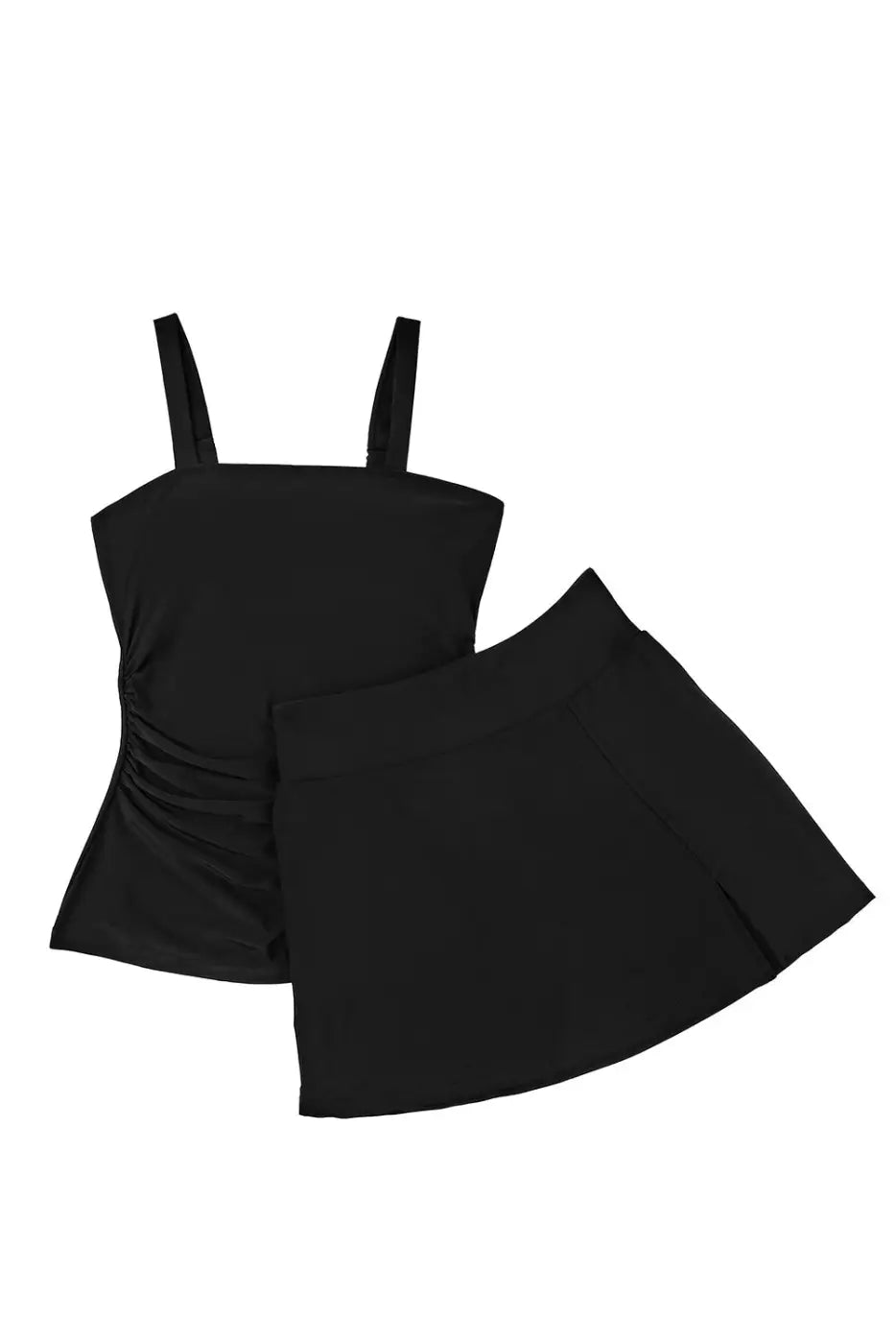 Black square neck sleeveless tankini swimsuit | fashionfitz