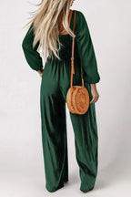 Smocked Wide Leg Jumpsuit - Fashionfitz