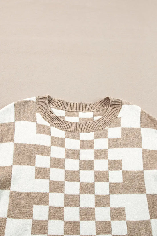Smoky plaid soft knit jumper sweaters