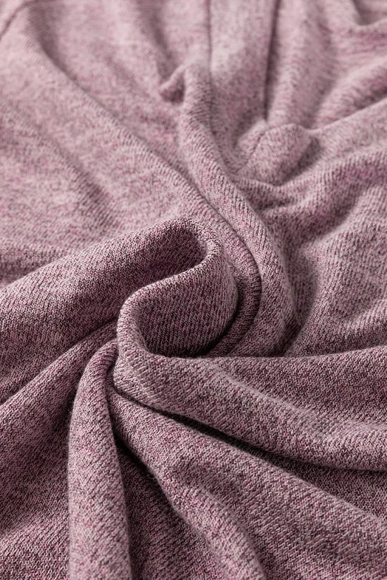 Close-up of heather mauve knit fabric from the Heather Mauve Duster Lounge Trio – 3‑Piece Loungewear Set, showing soft and cosy texture.