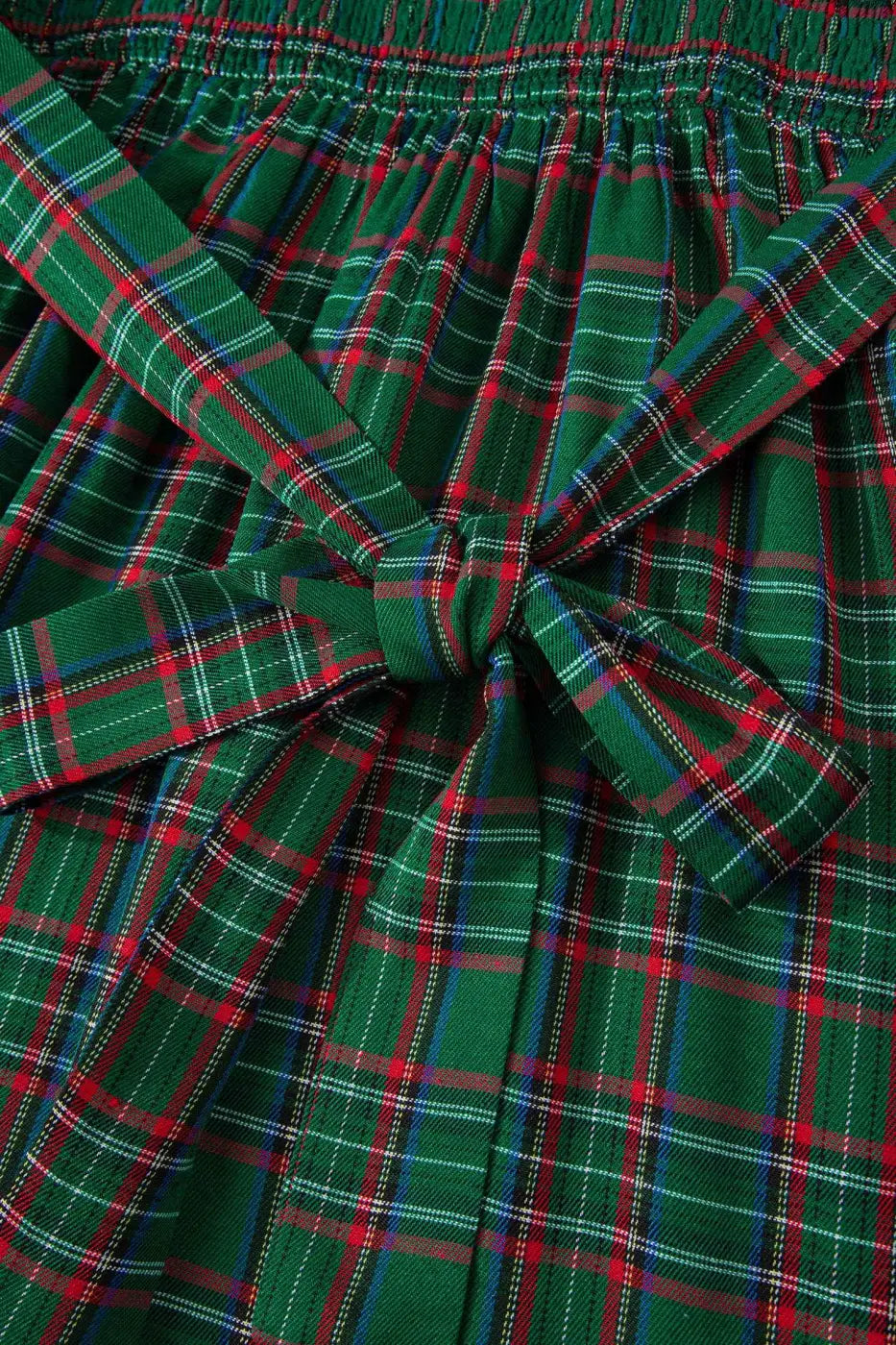 Red green tartan plaid flared midi dress dresses