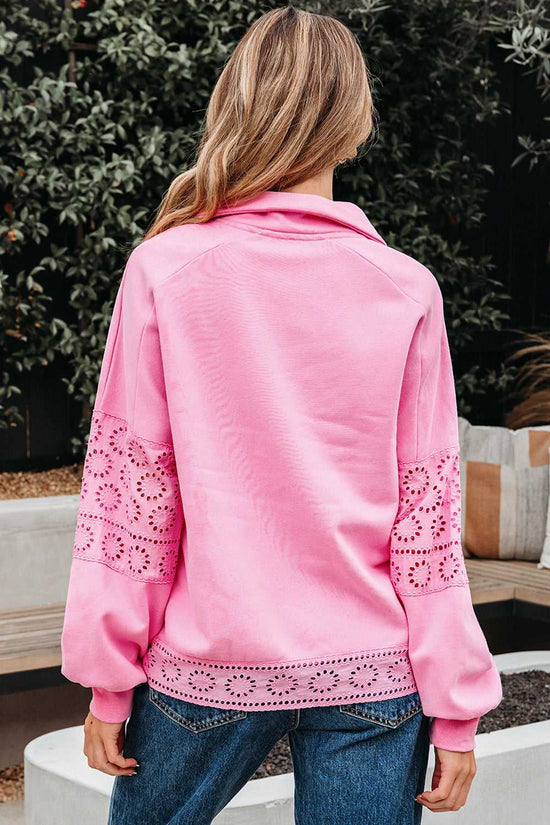 Embroidered Flower Snap Sweatshirt