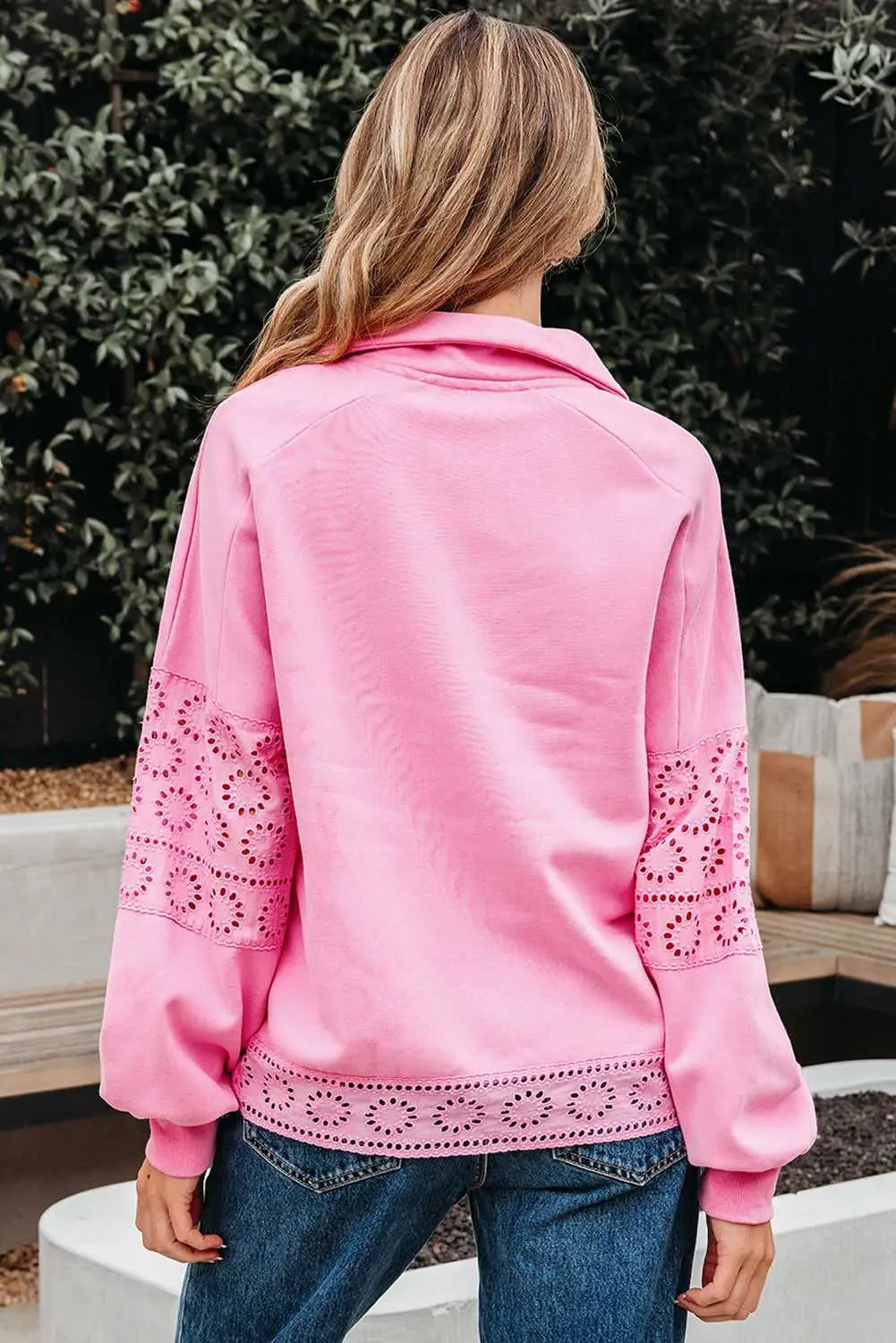 Embroidered flower snap sweatshirt sweatshirts