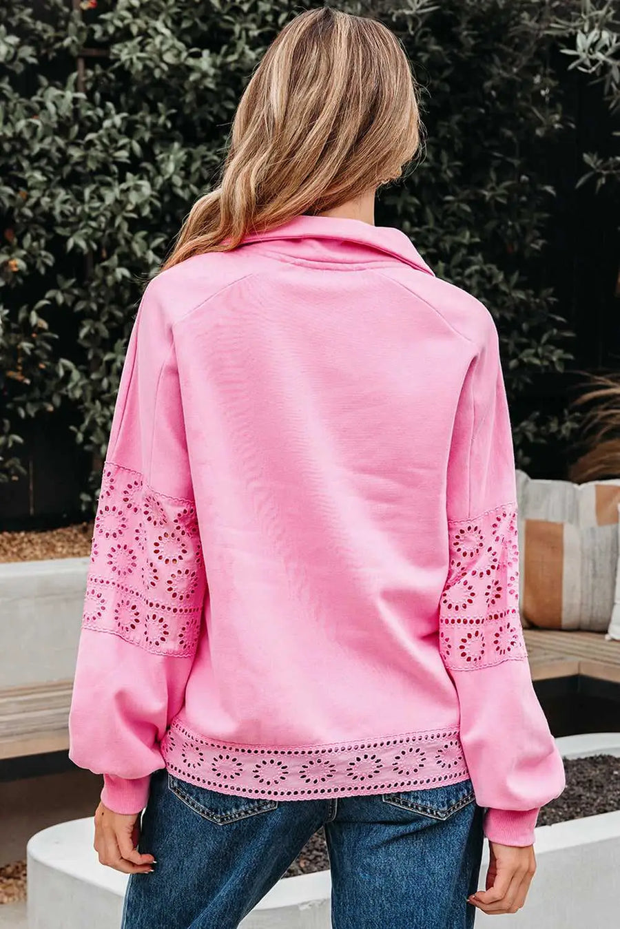 Embroidered flower snap sweatshirt sweatshirts