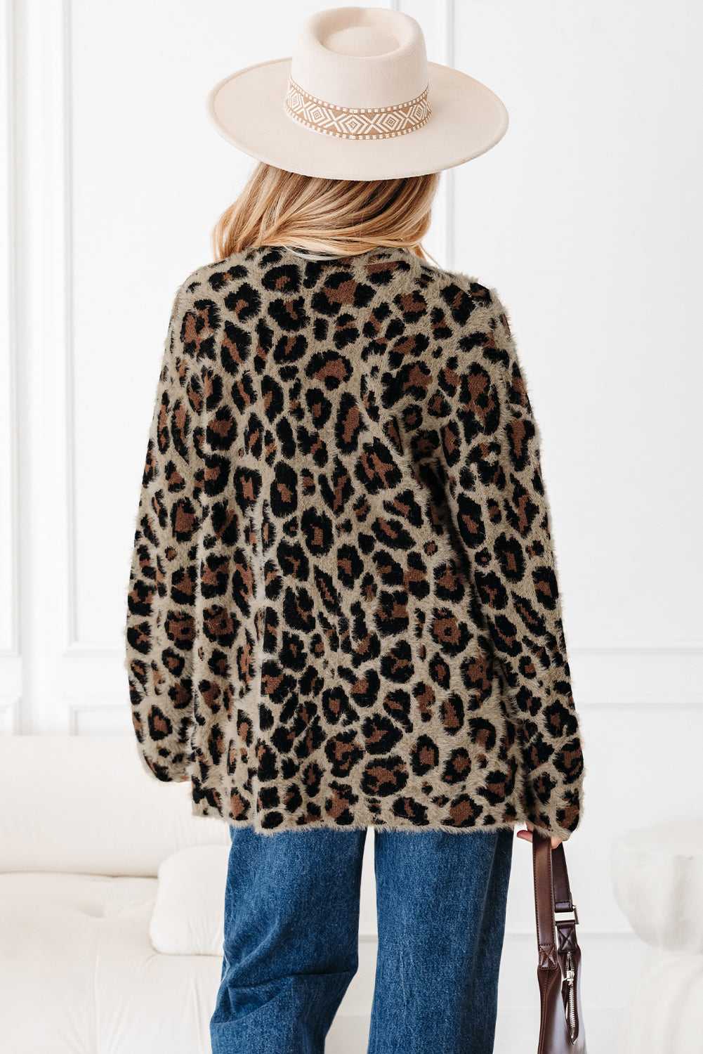 Brown Leopard Open Cardigan