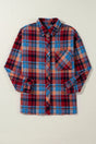 Red tartan plaid western style casual shirt front view — Fashionfitz UK
