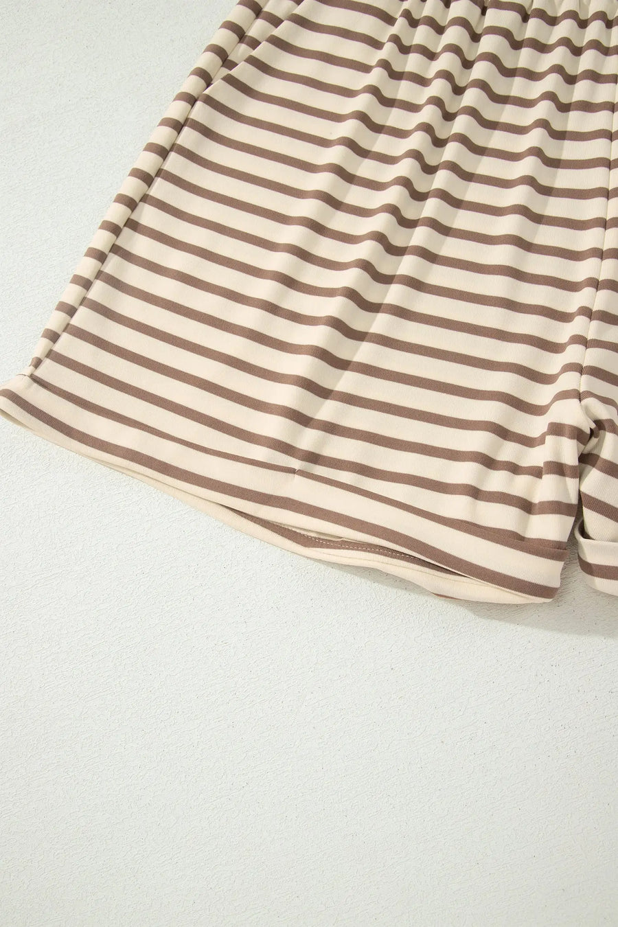 Stripe Half-Button Top & Shorts Plus Size Loungewear Set Women UK — front detail | Fashionfitz UK