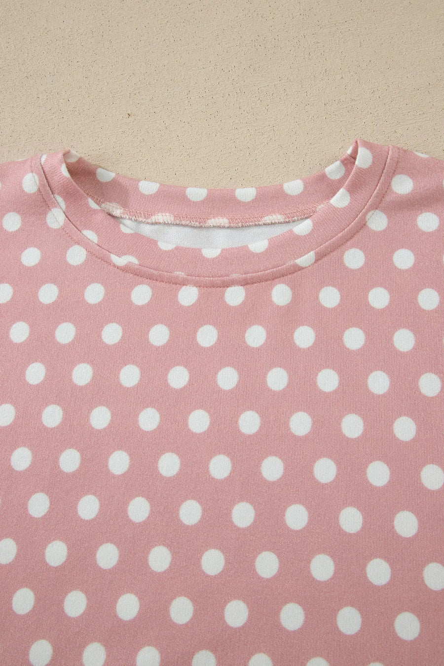 Polka Dot Print Round Neck Short Sleeve Top & Shorts Co-Ord Set