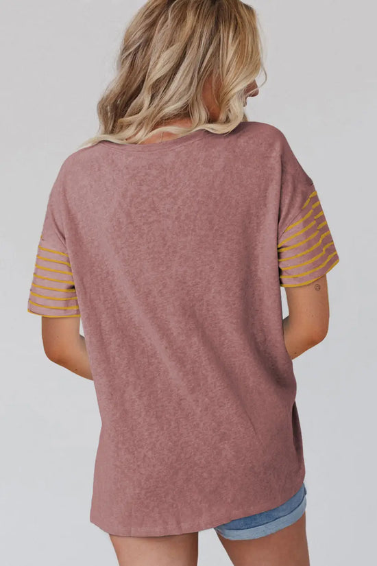 Women’s color block striped loose t-shirt | fashionfitz