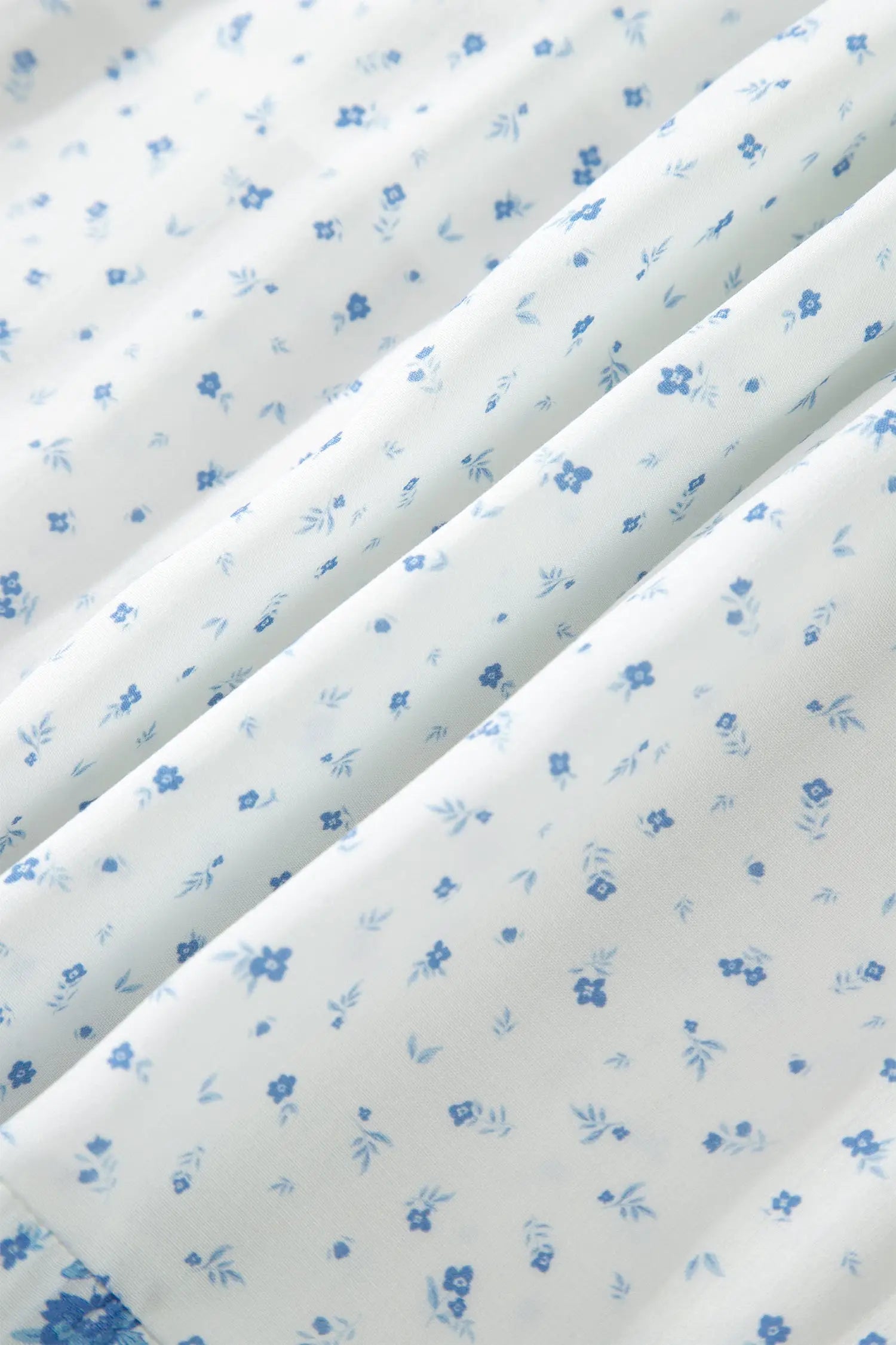 Sky blue tiered floral patchwork boho maxi skirt elastic waist ruffle hem skirts