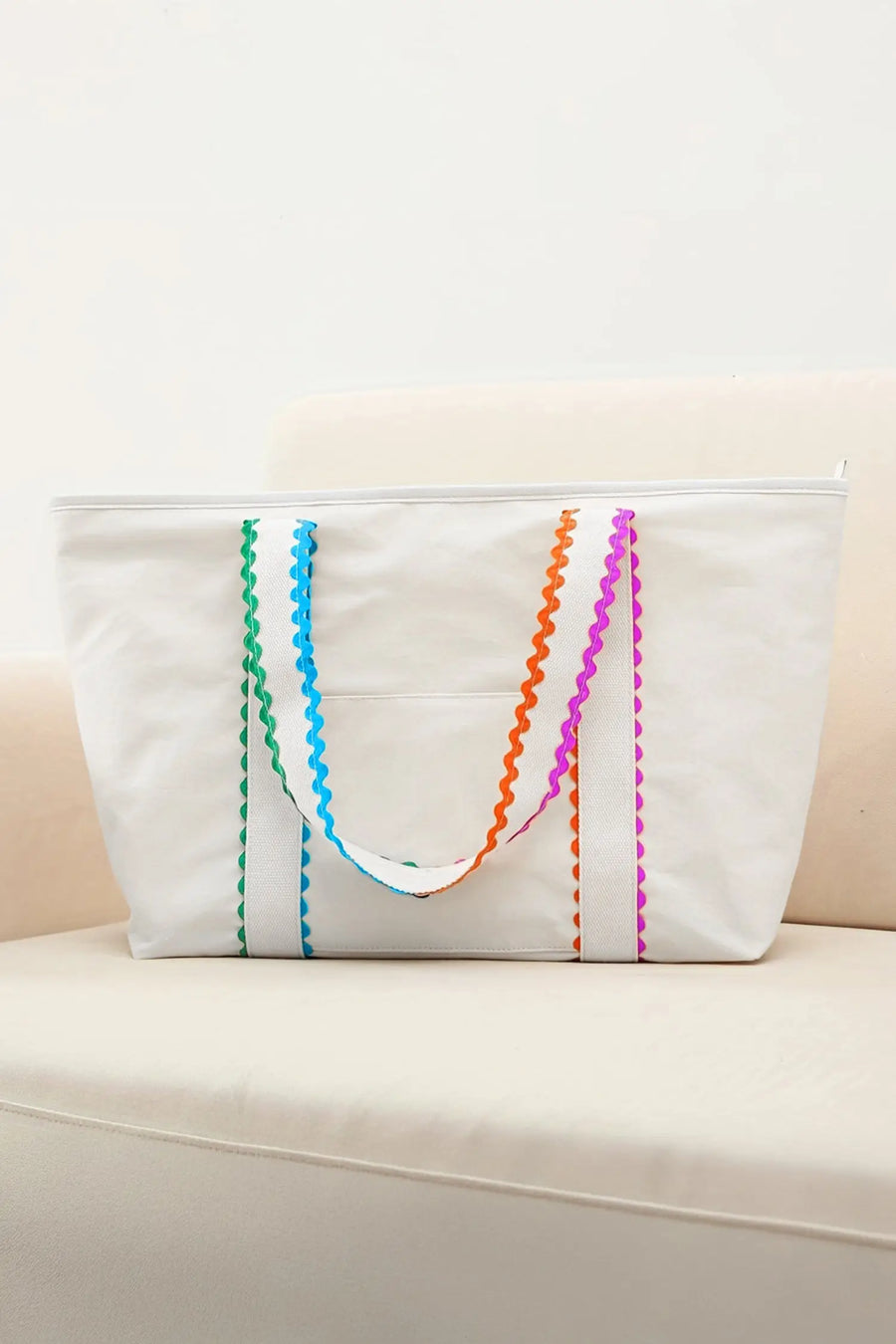 Women's ricrac detail tote bag detail view trim casual