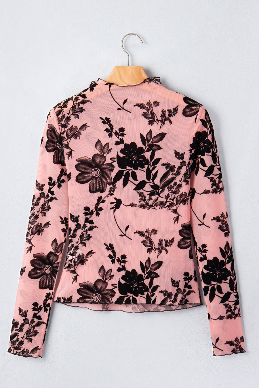 Retro Floral Mesh Long Sleeve Pullover Blouse Women UK