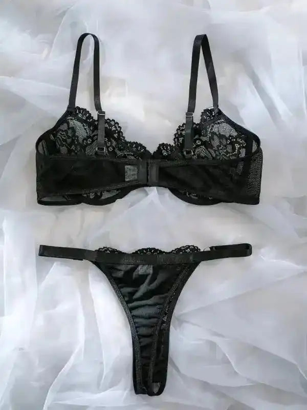 Deep In Love Lace 2 Piece Set - Black - Fashionfitz