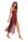 Deep v-neck side slit sexy long chemise - sets