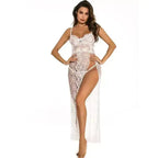 Deep V-neck Side Slit Sexy Long Chemise - Fashionfitz