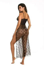Deep V-neck Side Slit Sexy Long Chemise - Fashionfitz