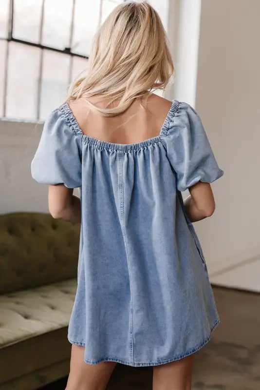 Denim babydoll dress - bubble sleeve by fashionfitz