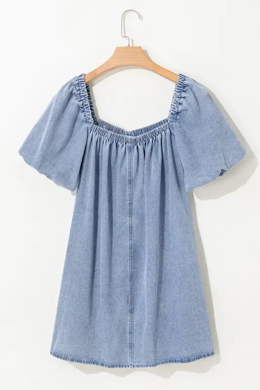 Denim babydoll dress - bubble sleeve by fashionfitz