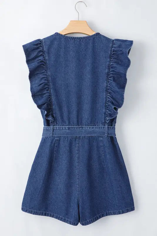 Denim delight ruffled romper