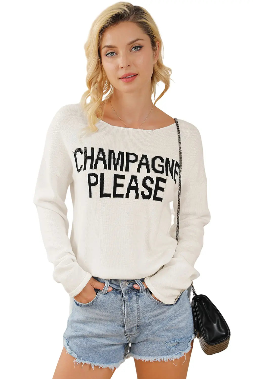 Desert palm champagne please graphic sweater - sweaters & cardigans