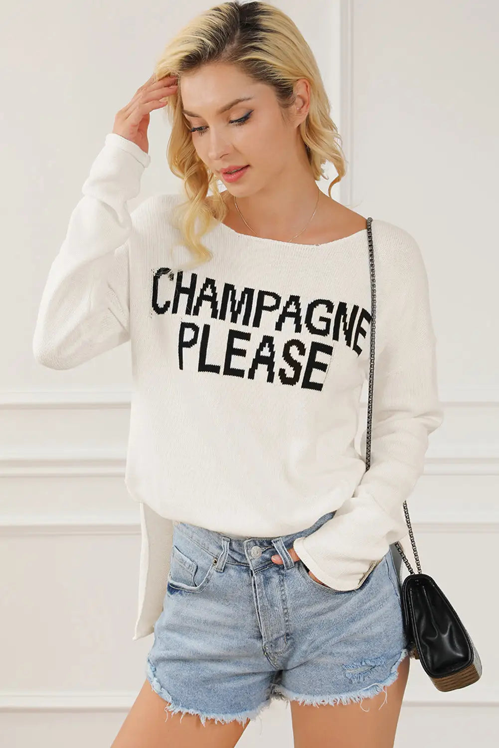 Desert palm champagne please graphic sweater - sweaters & cardigans