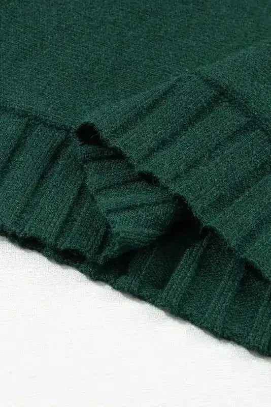 Desert Palm Mock Neck Batwing Short Sleeve Knit Sweater - Fashionfitz