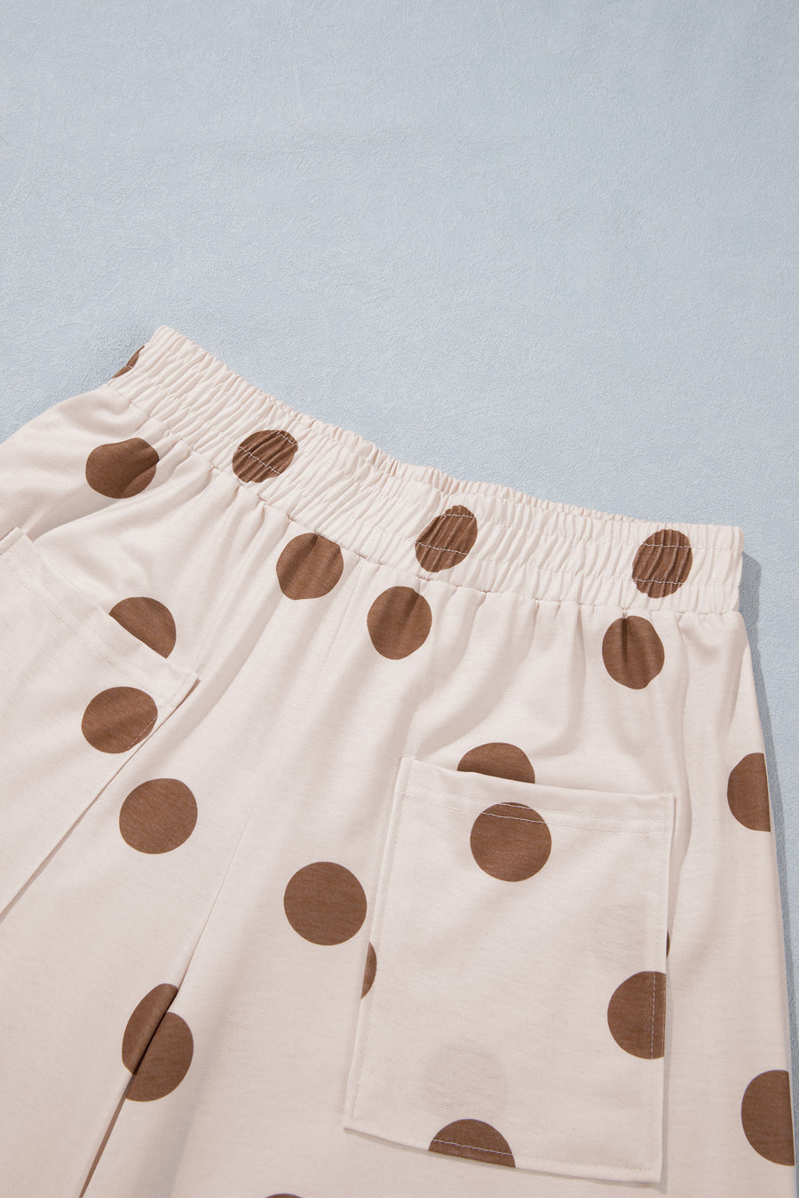 Brown Polka Dot Wide Leg Elastic Waist Casual Pants Women UK