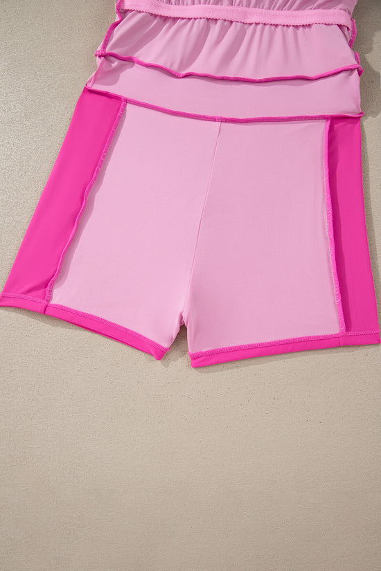 Swim Dress With Shorts | Pink One Piece Swimsuit Built In