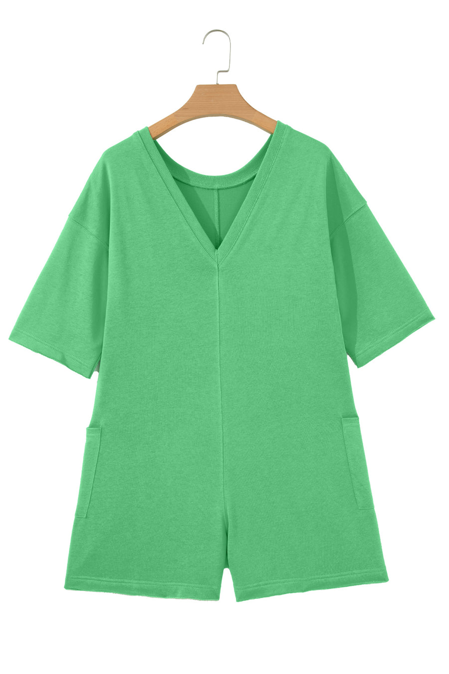 Raw Edge Half Sleeve Pocketed Loose Romper — side view third colourway | Fashionfitz UK