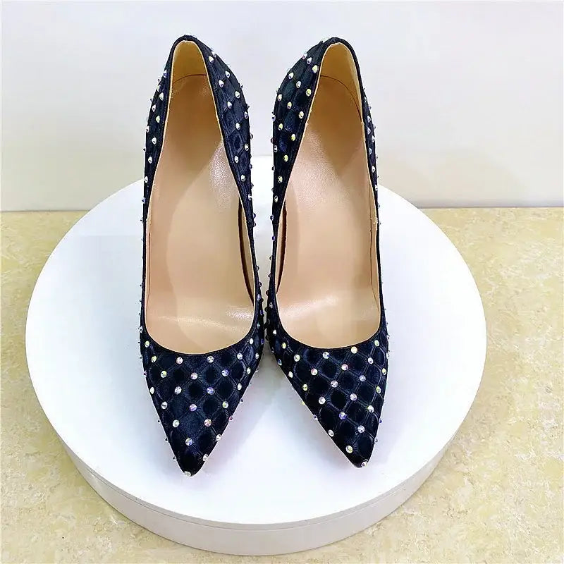 Diamond high heel stiletto shoes - black 12cm / 33 - pumps
