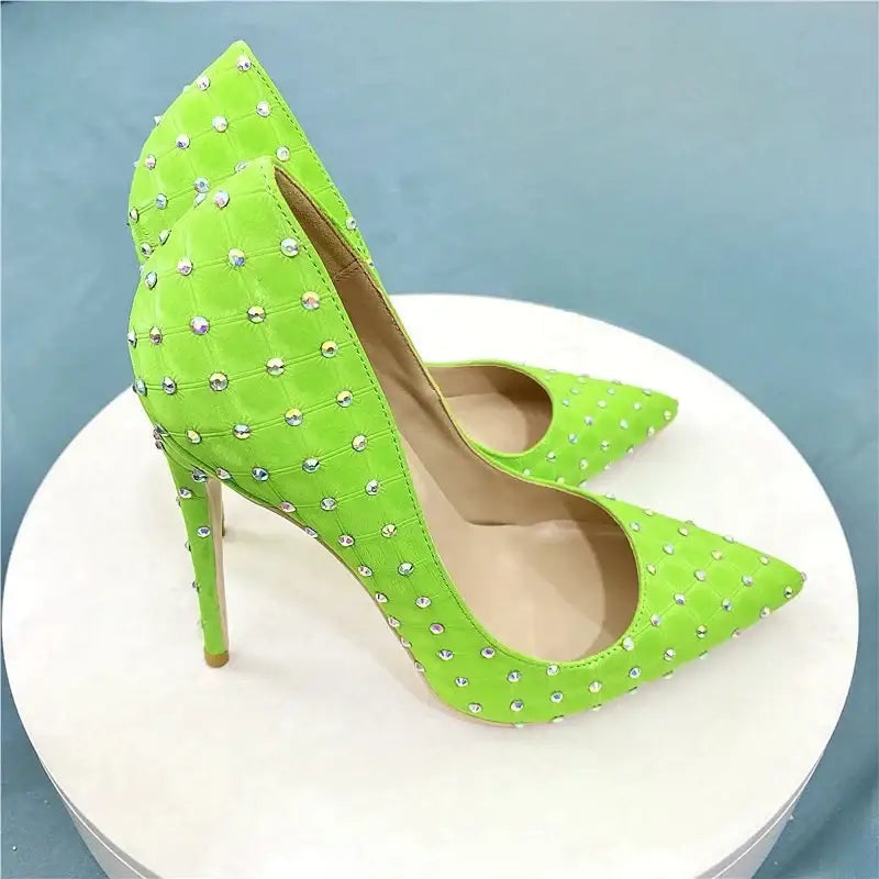 Diamond high heel stiletto shoes - green 8cm / 33 pumps