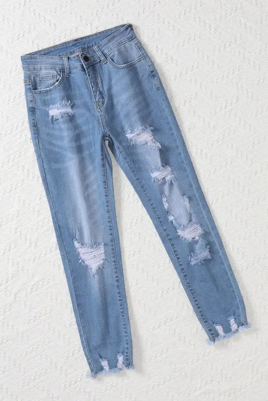 Black distressed boyfriend denim pants - jeans