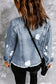 Blue lapel distressed raw hem buttons denim jacket - jackets