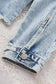 Blue lapel distressed raw hem buttons denim jacket - jackets