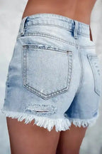 Distressed Ripped Denim Shorts - Raw Hem High Waist - Fashionfitz