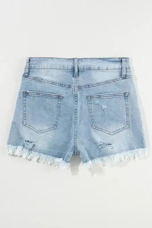 Distressed Ripped Denim Shorts - Raw Hem High Waist - Fashionfitz