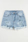 Distressed ripped raw hem high waist denim shorts - bottoms/denim