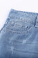 Distressed ripped denim shorts - relaxed fit with distressing on light blue denim and rolled hem