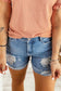 Distressed ripped denim shorts - rolled hem with rips and frayed edges for a relaxed look