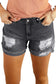 Distressed ripped denim shorts – relax in style with these dark gray, thigh-ripped shorts